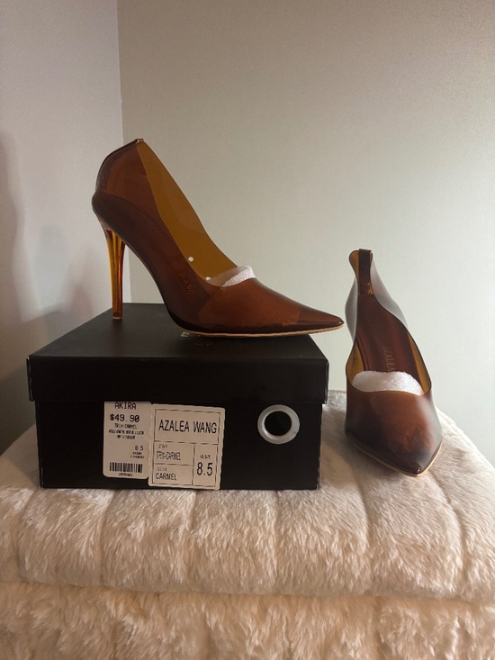 Azalea Wang Shoes - Azalea Wang brown clear pumps